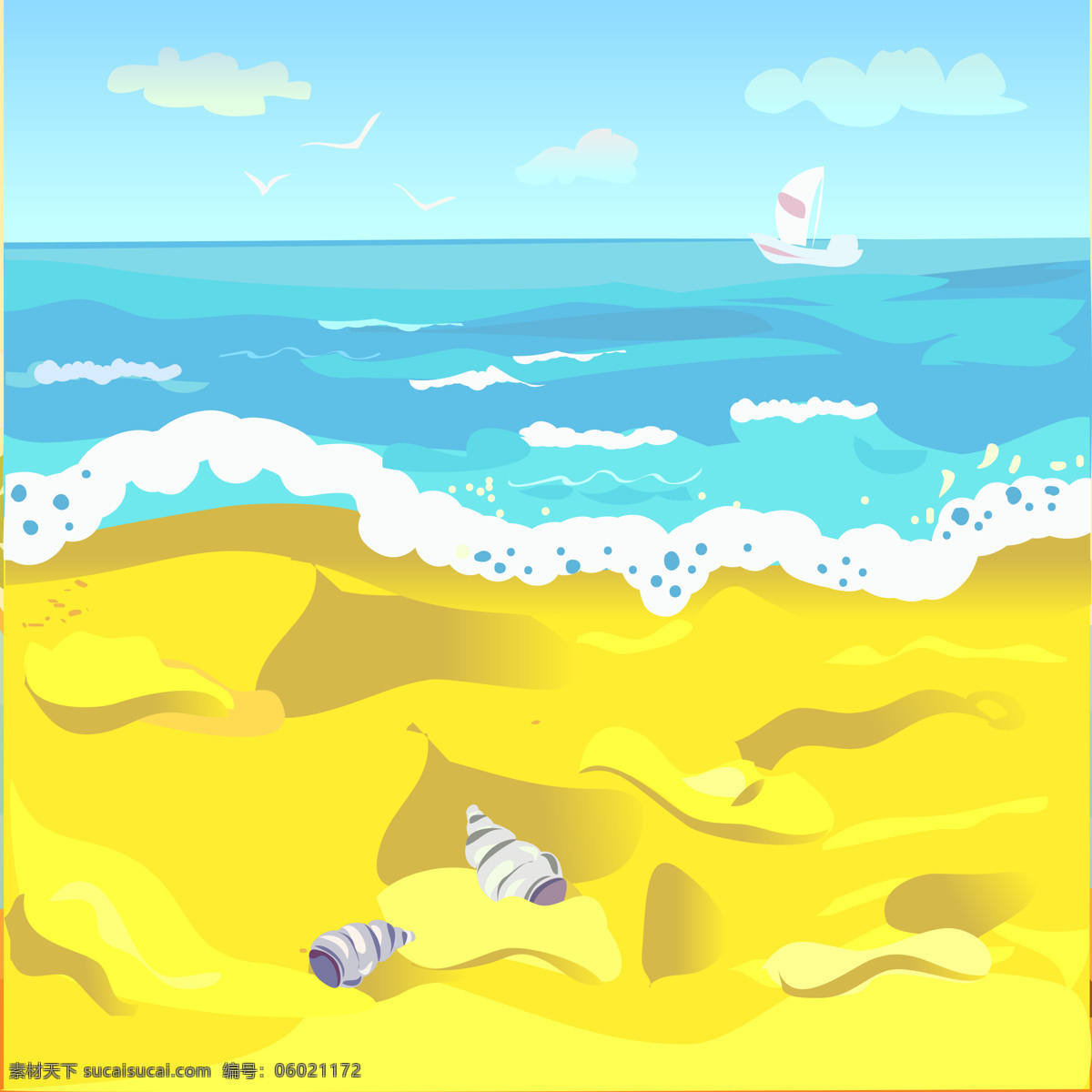 夏季 沙滩 贝壳 背景
