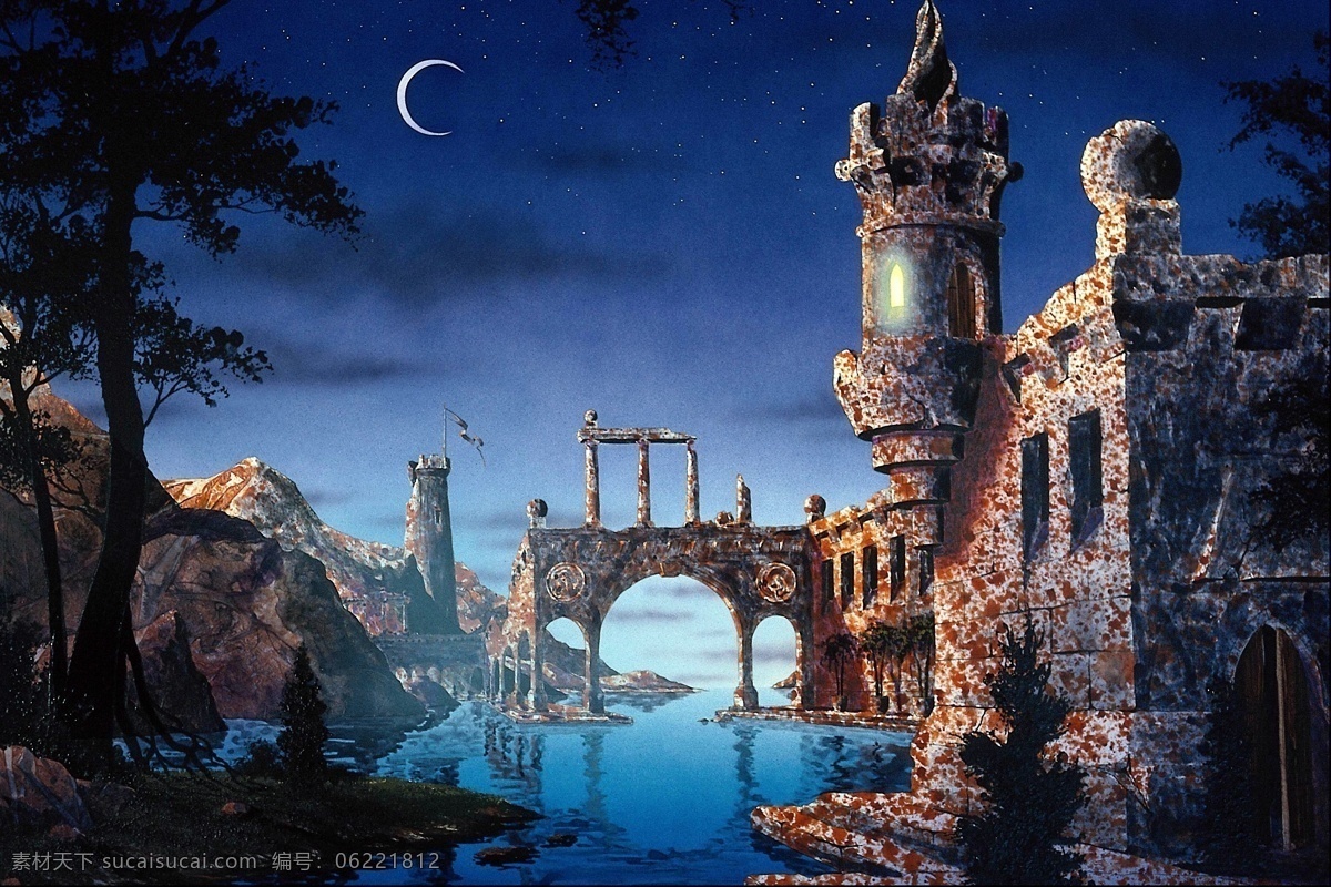 风景 丙烯画 装饰画 设计素材 丙烯画篇 装饰画篇 书画美术 黑色