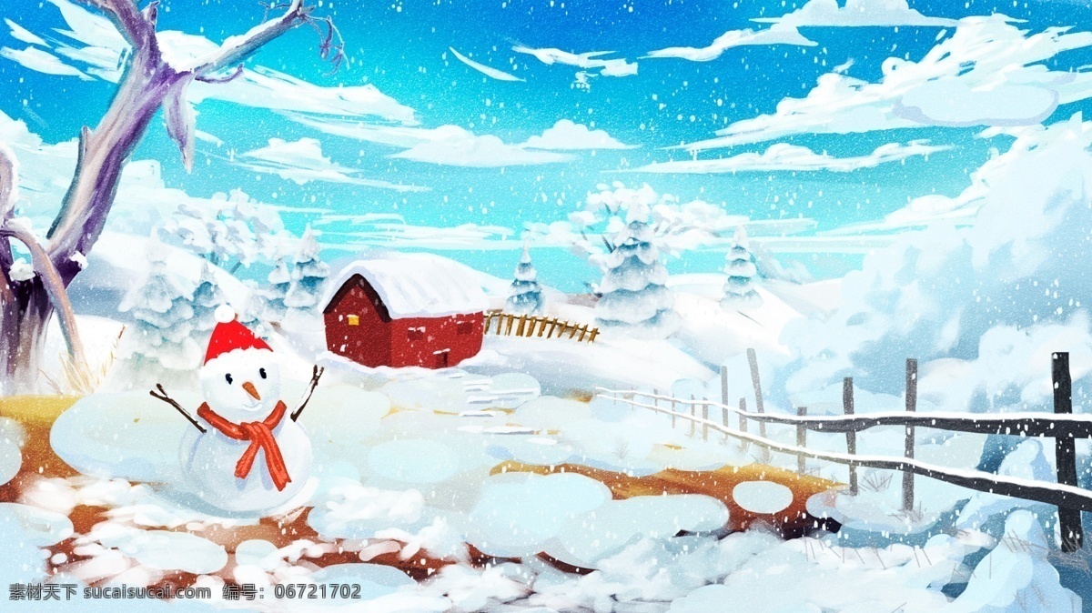 唯美 冬天 你好 下雪 小雪 大雪 节气 原创 插画 壁纸 冬天你好下 下雪啦 手机配图
