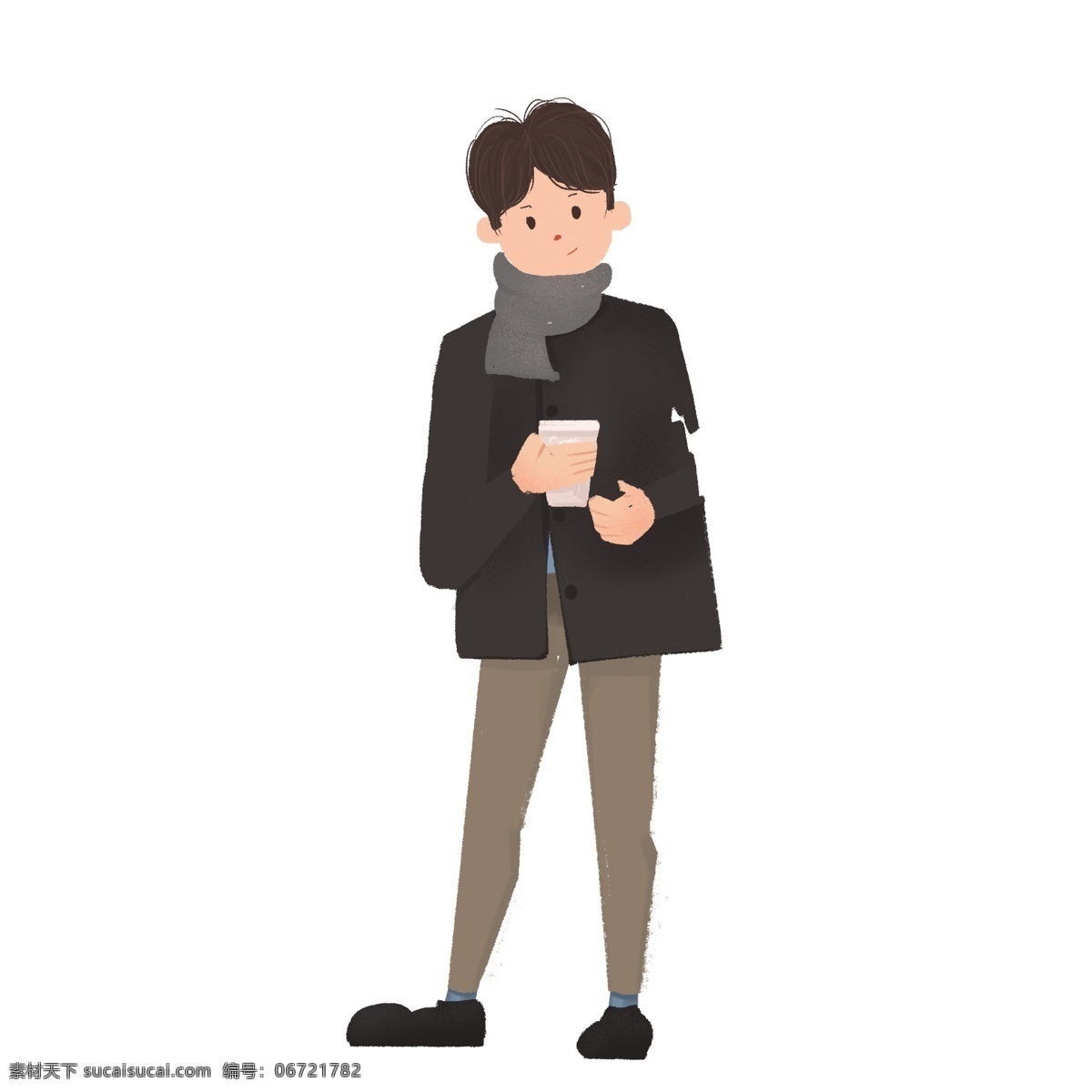 彩绘 冬季 商务 男士 元素 商务人物 设计元素 简约 创意元素 人物元素 手绘 手绘图案 元素设计