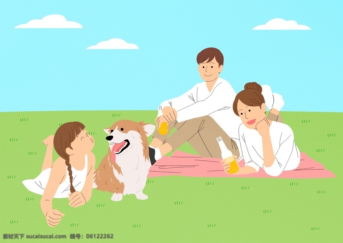 团圆 爸爸 妈妈 母女 父女 亲子活动 家庭休闲 家庭日 线条人物 休闲生活 家庭生活 生活场景 集体活动 亲子插画 卡通人物 手绘人物 人物插画 卡通一家人 手绘一家人 一家人插画 女儿 女儿插画 手绘女儿 郊外场景 野外休闲 宠物 狗 小狗 宠物狗 陪伴 成长 人物卡通 人物图库 生活人物