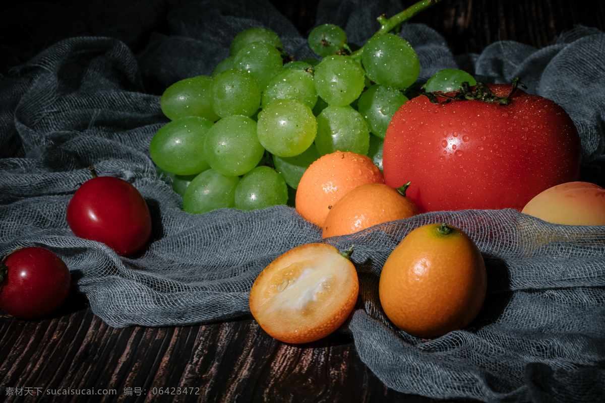 提子 金桔 番茄 水果 食物 绿色 果实