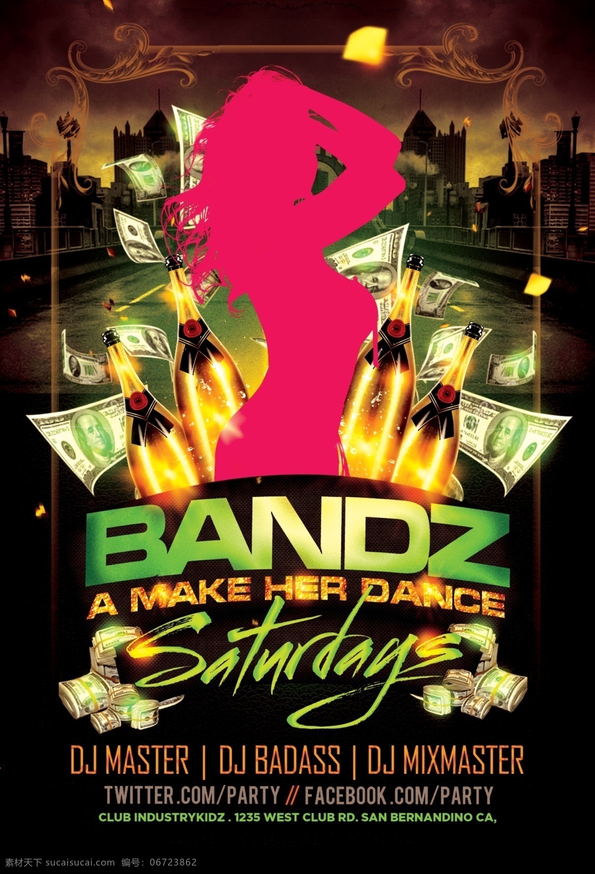 bandzamakerdance 红色 国外 创意 欧美 风 酒吧 宣传海报 大气 ktv 促销 欧风美 重金属 夜店 夜场 折扣 free 打折 霸气 英文排版 分层 文件