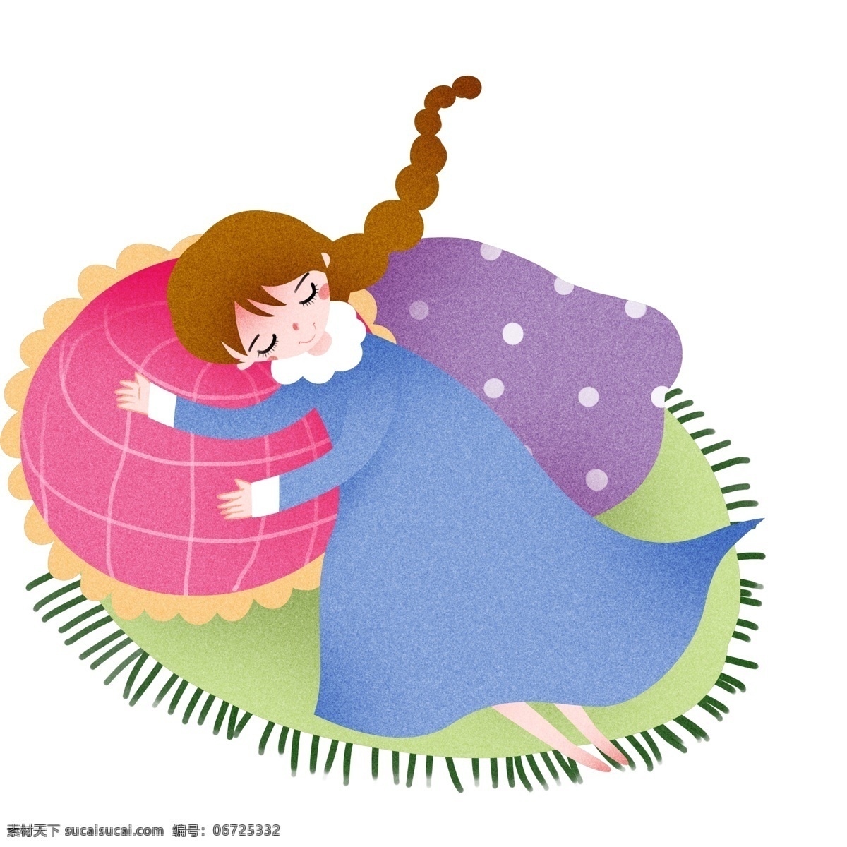 呼 世界 睡眠 日 打呼的女孩 卡通的插画 世界睡眠日 瞌睡 睡觉插画 休息 红色的枕头