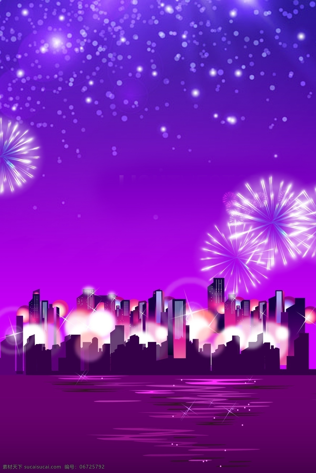城市 夜景 渐变 放 烟花 背景 放烟花