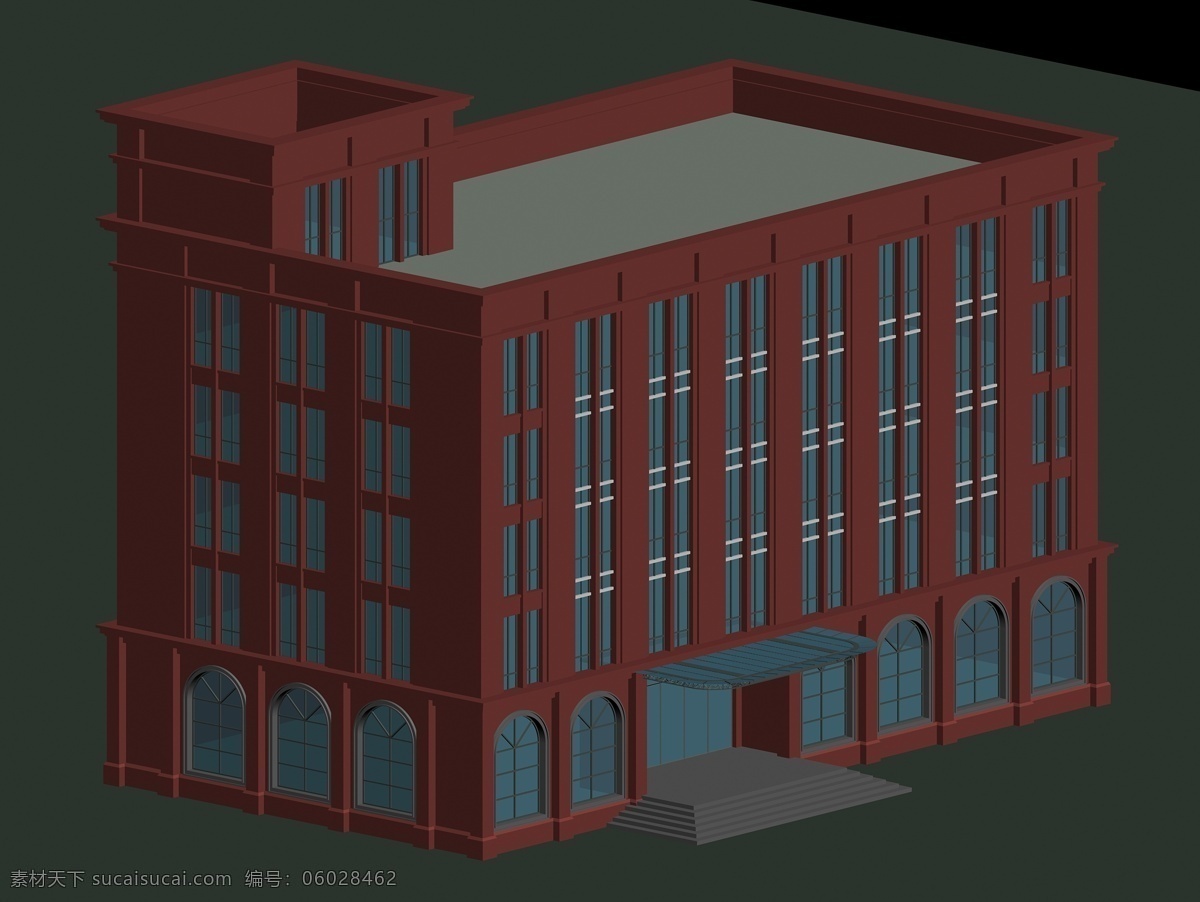 欧式 风格 方形 公共 建筑 大楼 模型 3d素材 3d大楼模型 3d模型素材 建筑模型