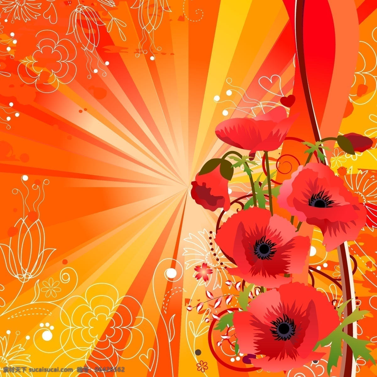 尺 量 红花 尺量源文件 红色的花 花纹 炫光 尺量花瓣 尺量花 矢量图 其他矢量图