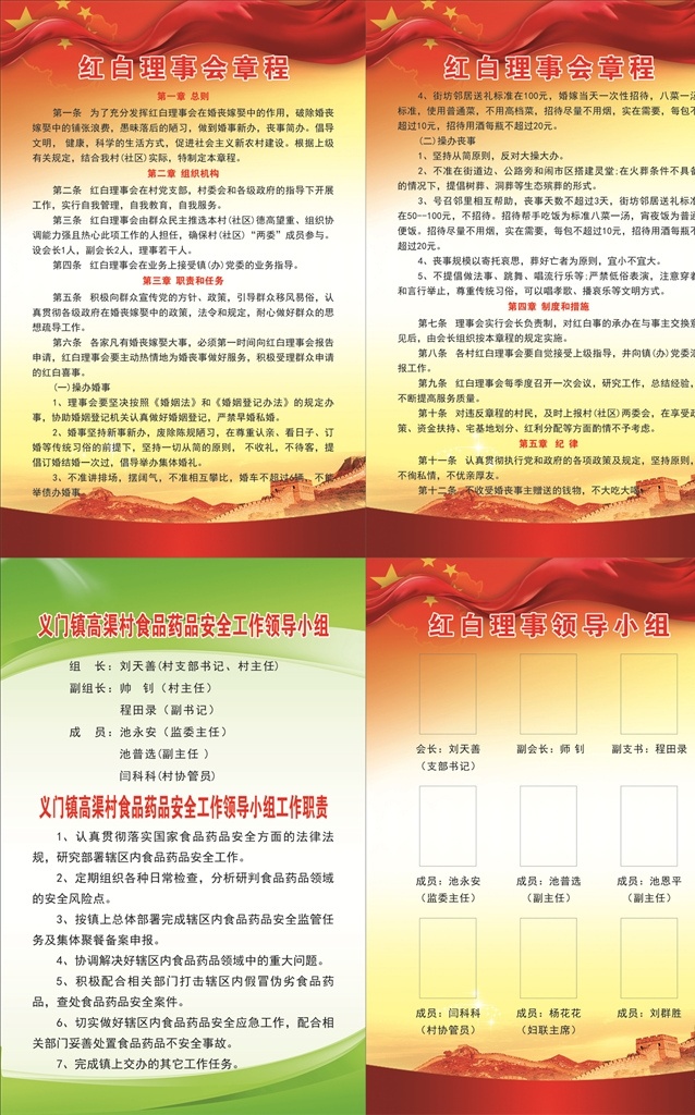 红白理事会 章程 食品安全 领导小组 红白理事