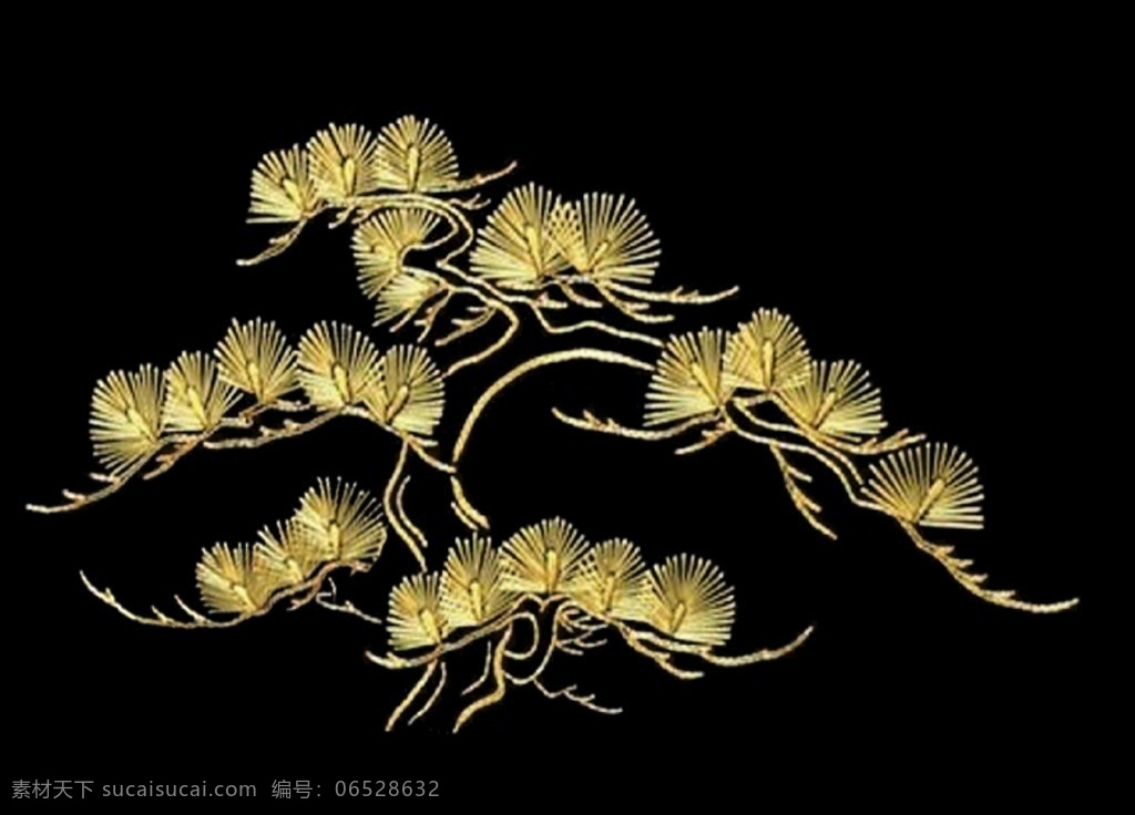 印花 烧花 工艺 服装 男装 女装松树 金色 树苗 服装工艺图案 文化艺术