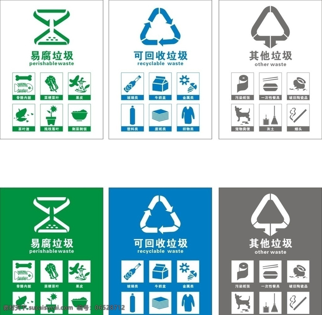 垃圾桶 分类 标签 垃圾桶标签 可回收垃圾 易腐垃圾 其他垃圾