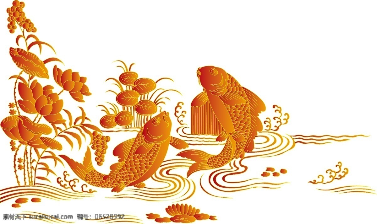 鲤鱼跳龙门 鲤鱼 金鲤鱼 荷花 矢量 高清 装修 天猫 淘宝 包装 印刷 矢量文件 文化艺术 绘画书法