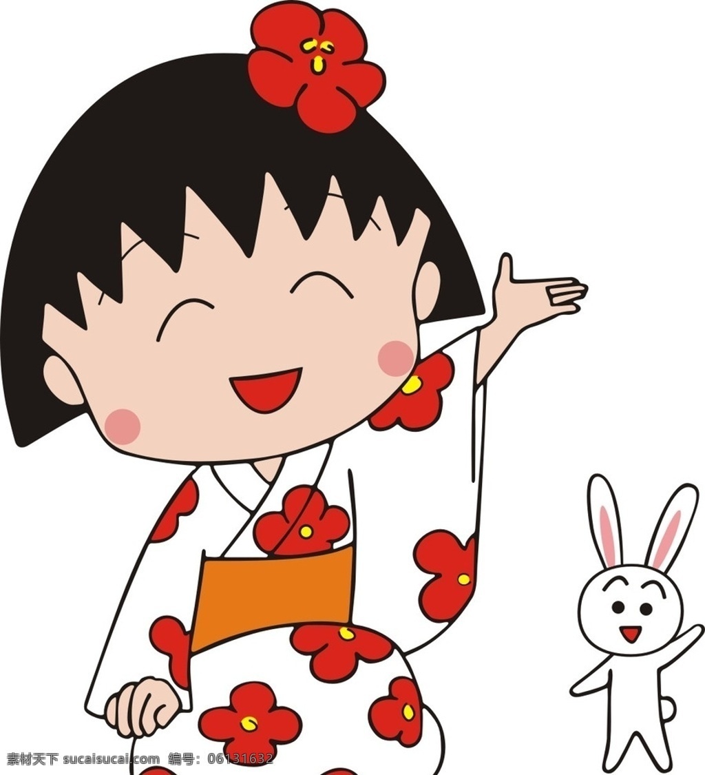樱桃小丸子 小丸子 小孩 可爱的 微笑 人物图库 儿童幼儿 矢量图
