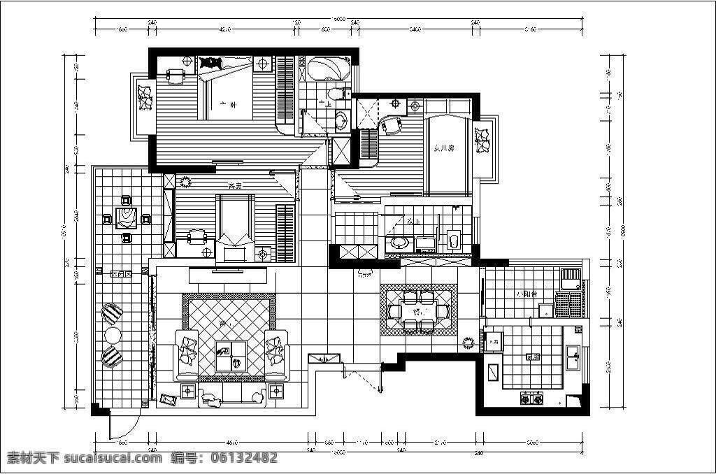 北欧 风 三室一厅 家装 平面 布置图 室内设计 室内装饰 cad 平面图 最新 2018 北欧风