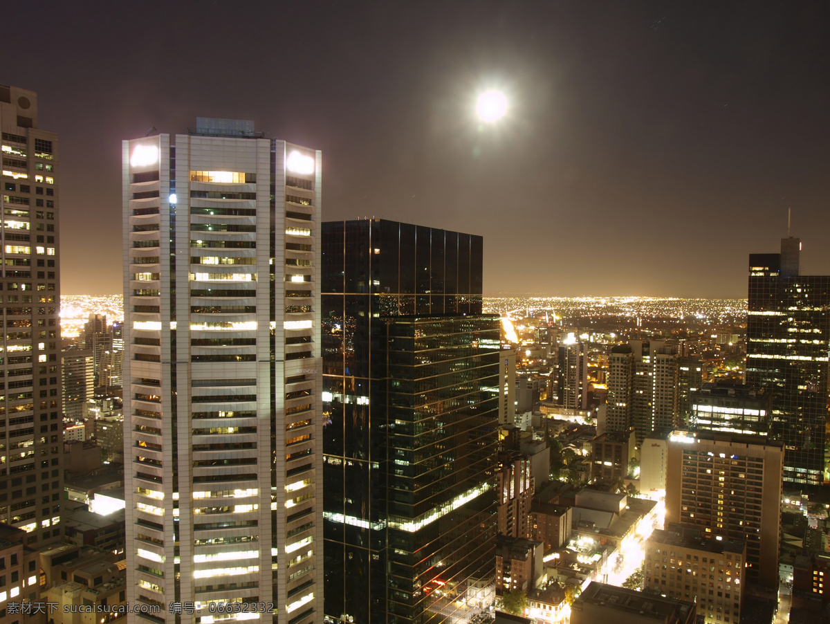 城市夜景 月亮 高楼 大厦 黑白 灯光 天空 城市 夜景 环境设计 建筑设计 黑色