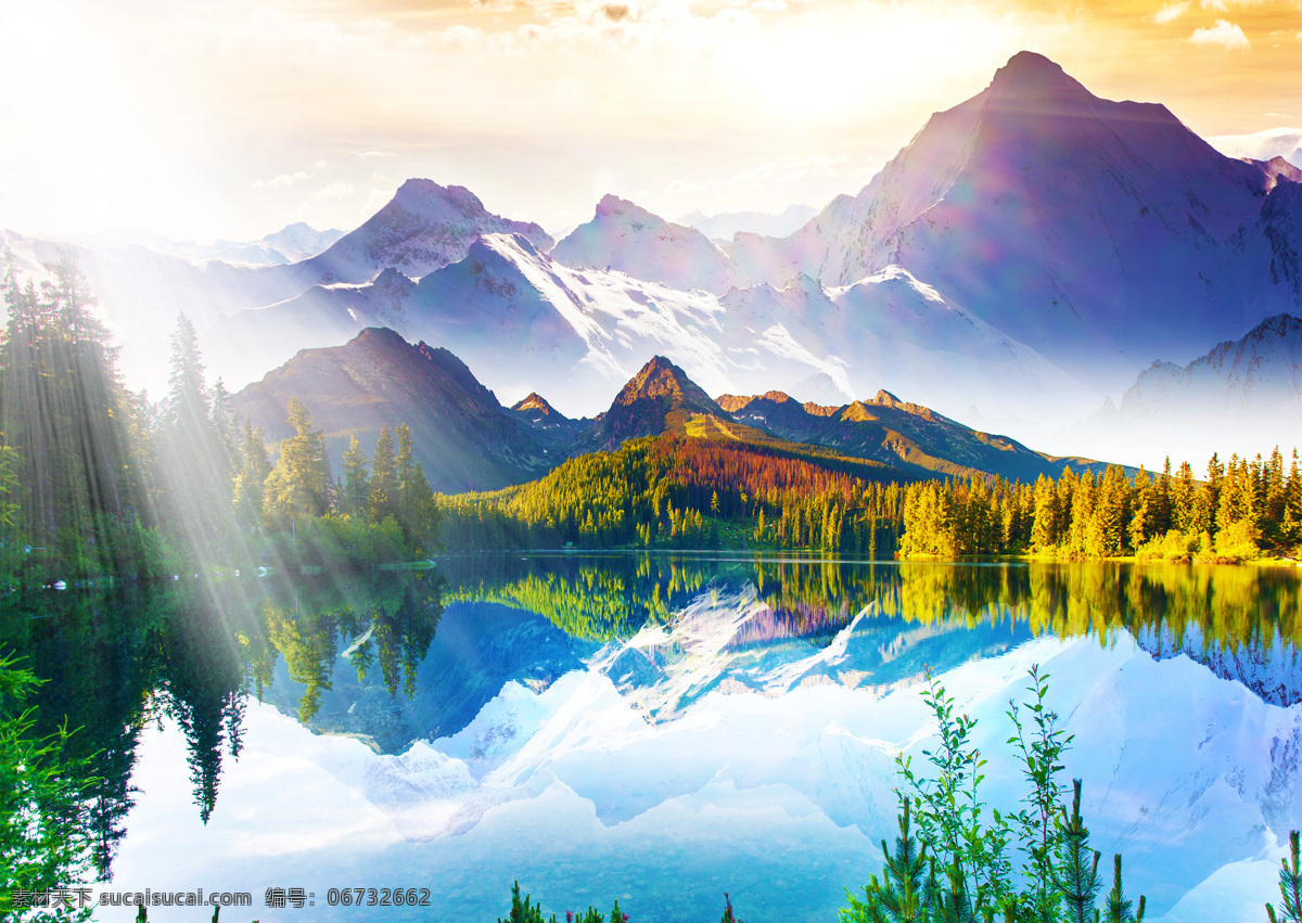 静谧的湖泊 湖水 自然景观 自然风景 湖边 河 河边 森林 蓝天白云 阳光 湖面倒影 湖泊美景 湖光山色 青山绿水 山清水秀 山水美景 倒映 雪山 山脉