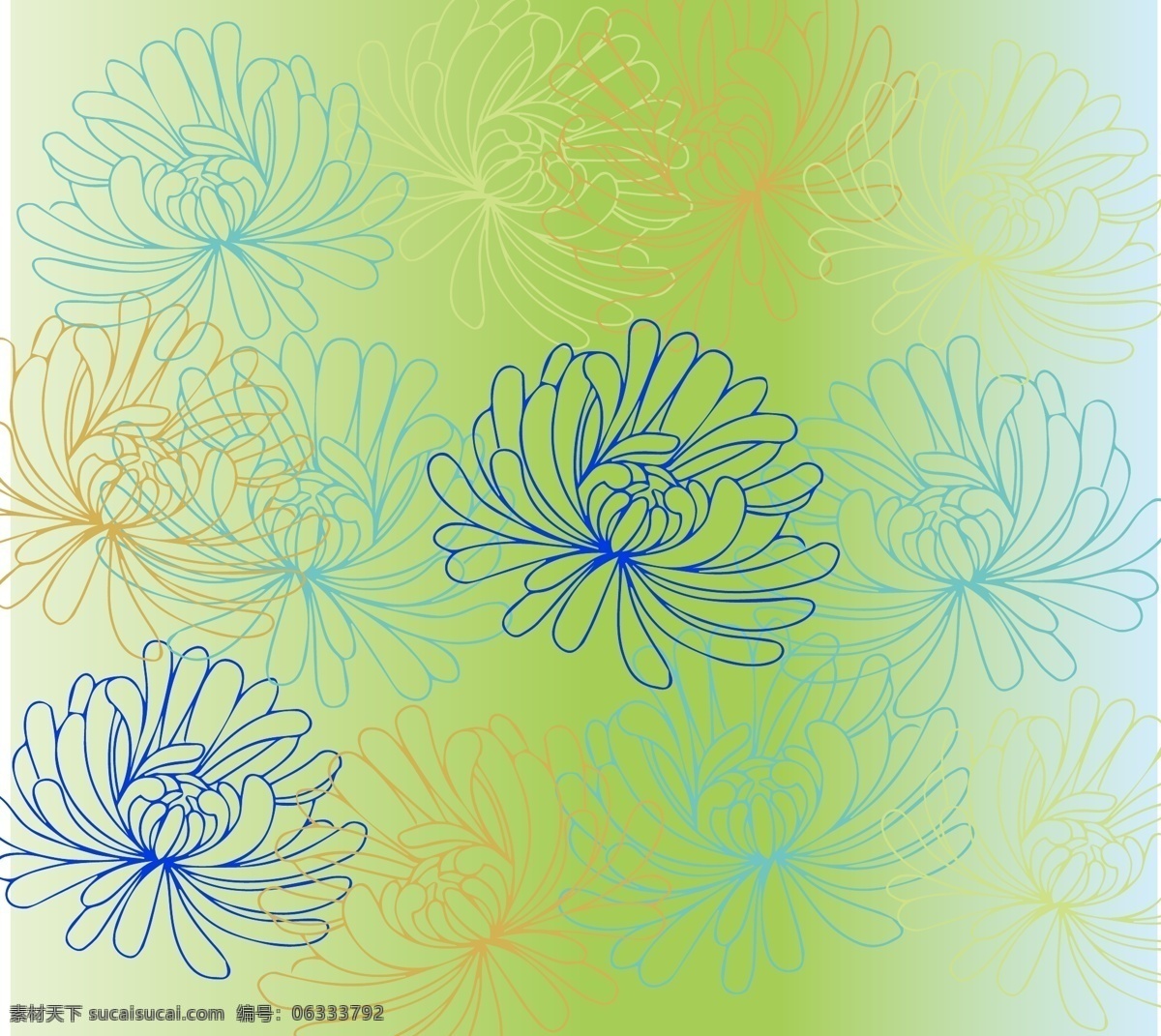 菊花 花草纹 花纹 底纹 暗纹 底纹边框 矢量