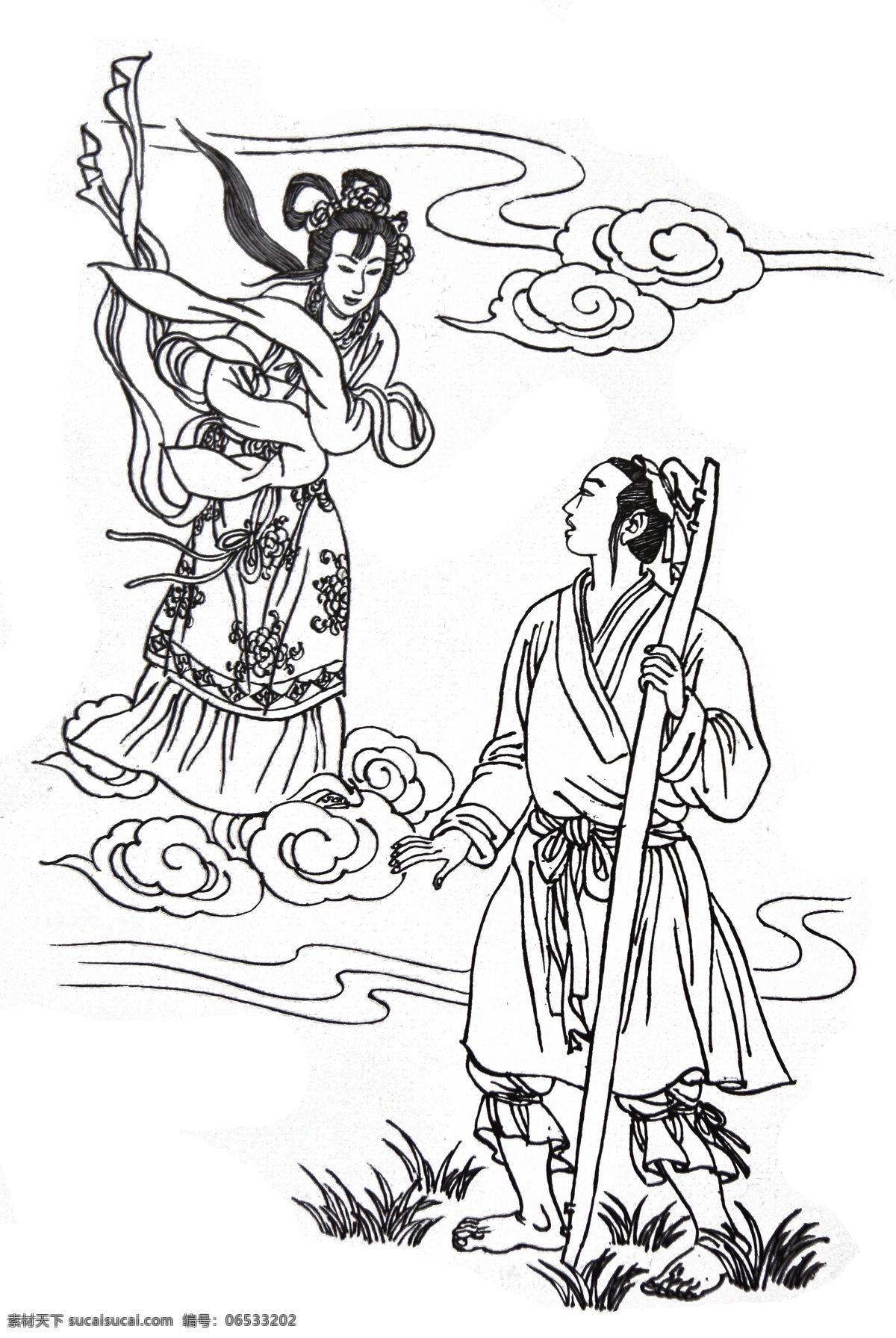 绘画书法 吉祥图案 民俗文化 文化艺术 中国传统 中国吉祥图案 董永遇仙 董永 七仙女 神话故事 民间传说 吉祥纹图 神话图案 中国吉祥图像