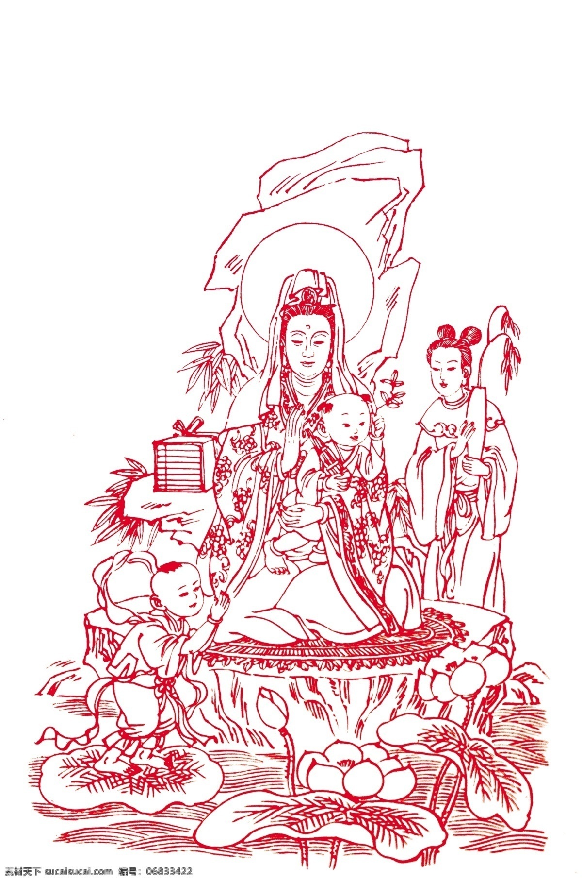 分层 佛 观音 孩子 荷花 菩萨 婴儿 源文件 送子观音 模板下载 送子