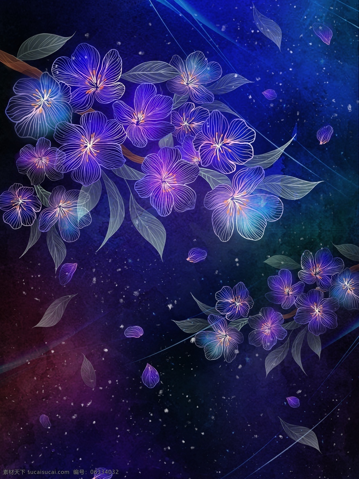 植物樱花插画 植物 复古风 独特 透明 插画