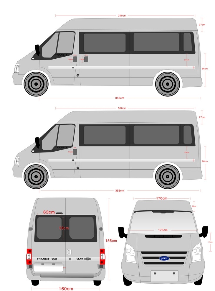 江铃 全顺 车 贴 尺寸 图 广告车 广告车尺寸 江铃车尺寸 包装设计