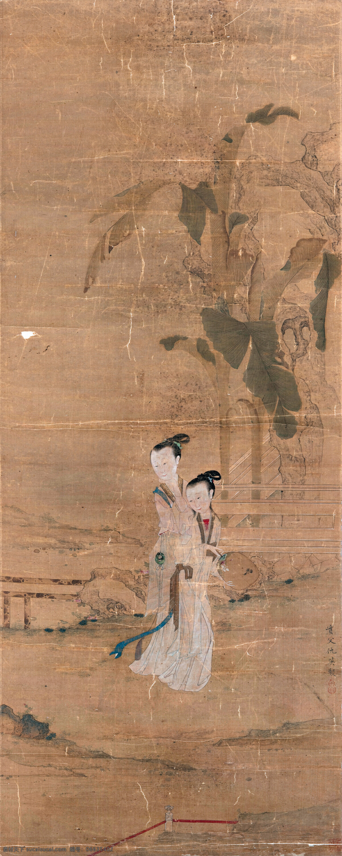 古代仕女 明 仇英 绢本 国画 传统 名画 人物 绘画书法 文化艺术