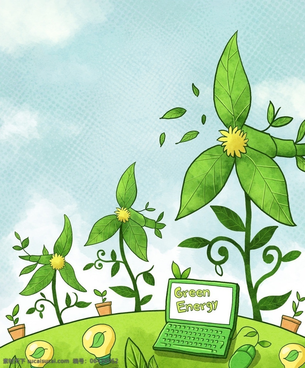 绿色环保 自然 电脑 插画 叶子 卡通 环境保护 低碳生活 节能减排 未来世界 地球 滑鼠 灯泡 花 盆栽 植物 省电 风景漫画 动漫动画 tiff