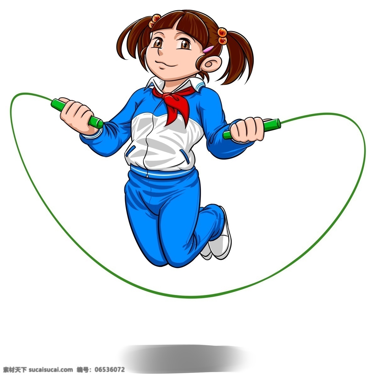 可爱 卡通 女孩 运动 小学生 运动装 跳绳