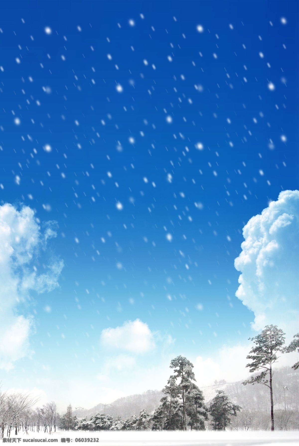 雪花 飘落 松树 冬季 背景 冬天 天空