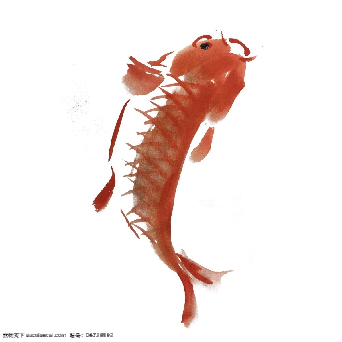 水墨 锦鲤 国画 风 手绘 插画 鲤鱼 浓墨 中国风 古风 水墨风 墨迹 黑白 春天 生动 花草 国风