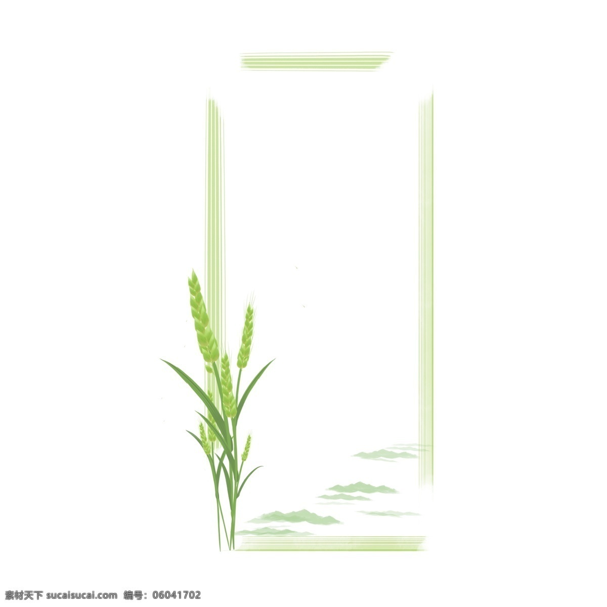 二 十 四 传统 节气 小满 边框 二十四节气 传统节气 远山 稻子 一把稻子 装饰 小清新 夏季 夏 山