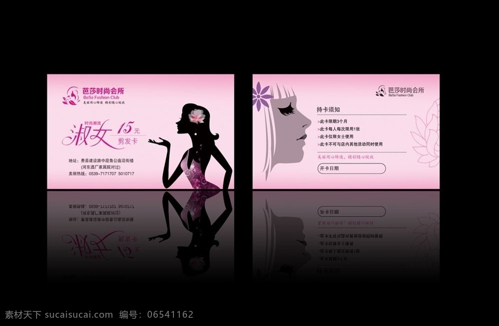 淑女剪发卡 剪发卡 会员卡 名片 美容 美发 分层 名片卡片 广告设计模板 源文件