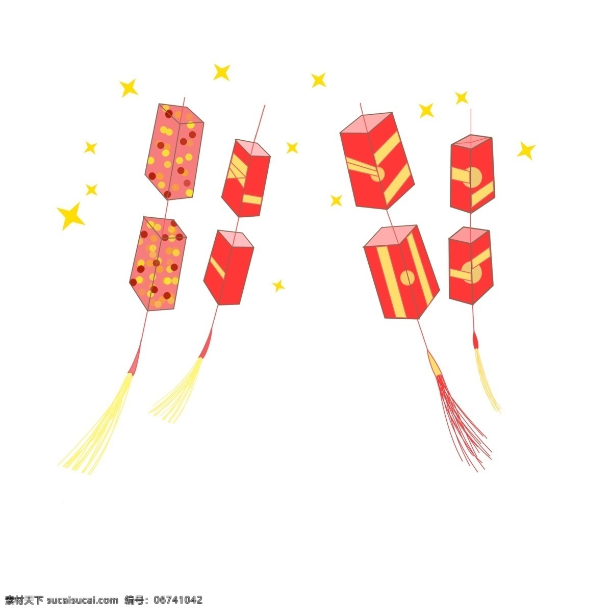 手绘 漂亮 新年 挂饰 插画 漂浮的灯笼 红色的灯笼 大方 卡通新年挂饰 手绘挂饰插画 多彩