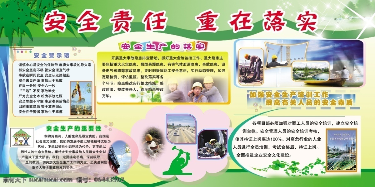 安全生产展板 工地展板 广告设计模板 源文件 展板 展板模板 安全警示语 安全生产 重要性 落实 培训 工作 其他展板设计