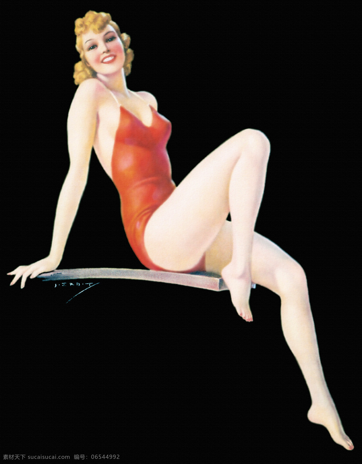 复古美女 红唇 绘画 绘画书法 金发 美女招贴画 欧美美女 人物 人物图库 复古 插画 设计素材 模板下载 复古欧美美女 红色泳衣 文化艺术 女性妇女 插画集