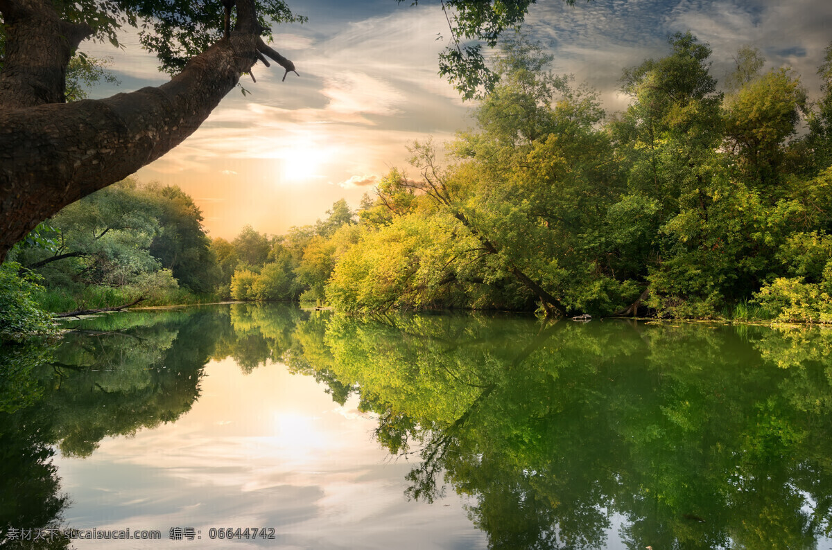 绿绿的水面 蓝天 天空 美丽风景 自然风光 美景 美丽景色 自然风景 自然景观 黑色