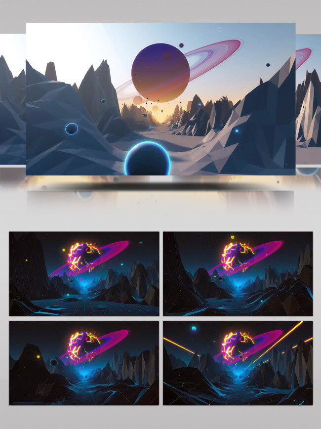 3d 动画 奔 土星 时尚 动感 科幻 背景 奔向 太空 唯美 星球 绚丽