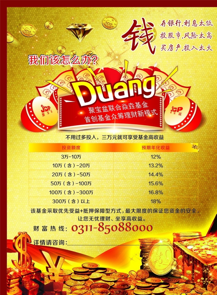 财富单页 单页设计 财富 金色 duang 创富 金币 宝箱 dm宣传单