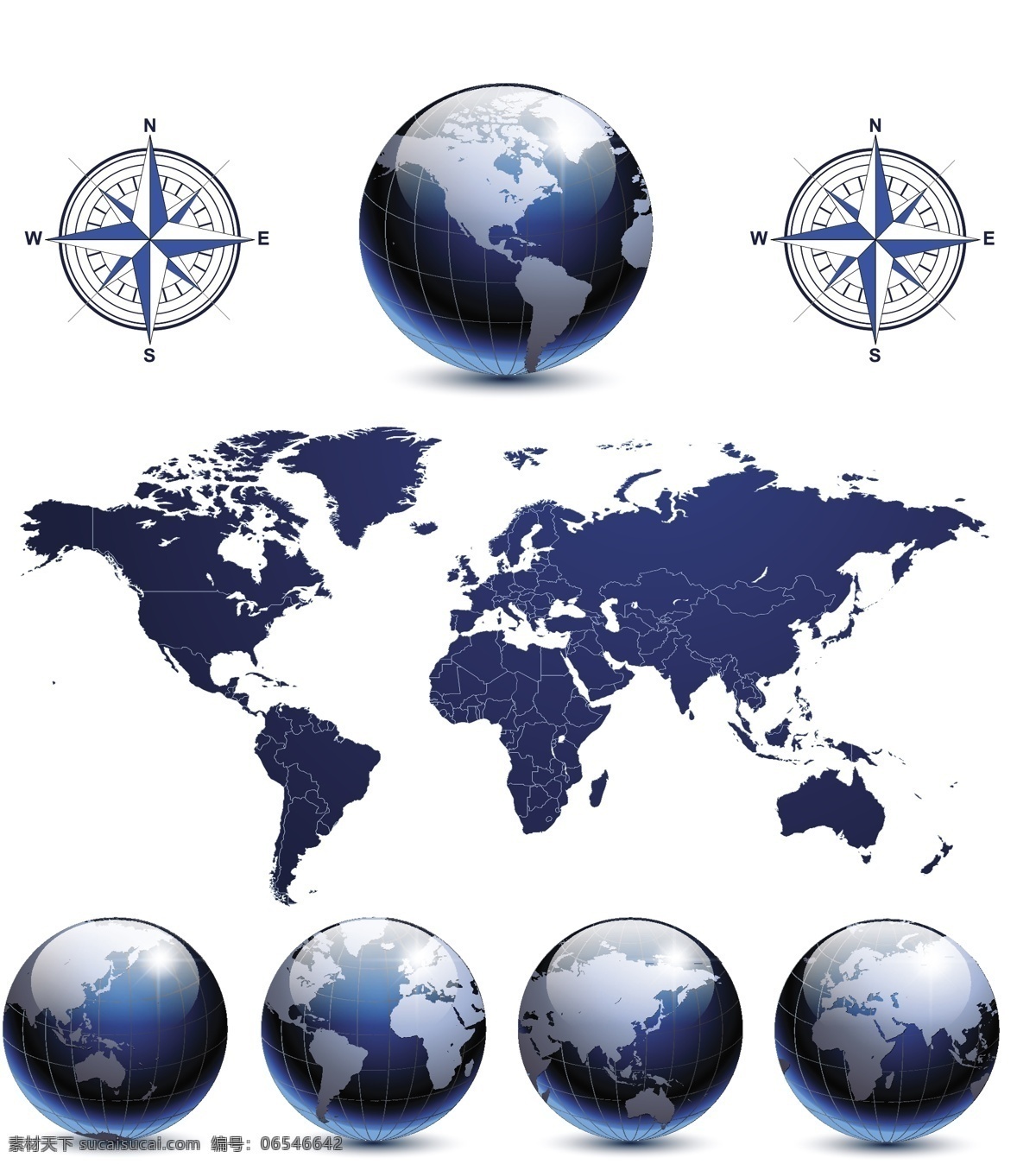 矢量 地球 地图 指南针 世界地图 白色