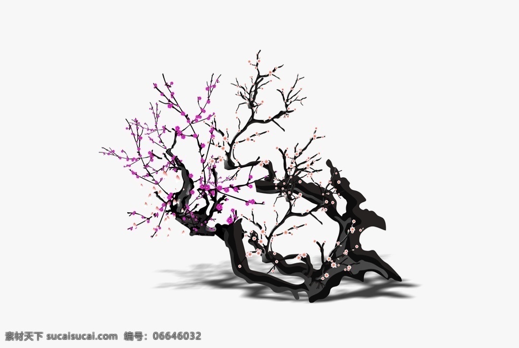 简洁 大气 手绘 梅花 元素 矢量图 冬季 四季 梅