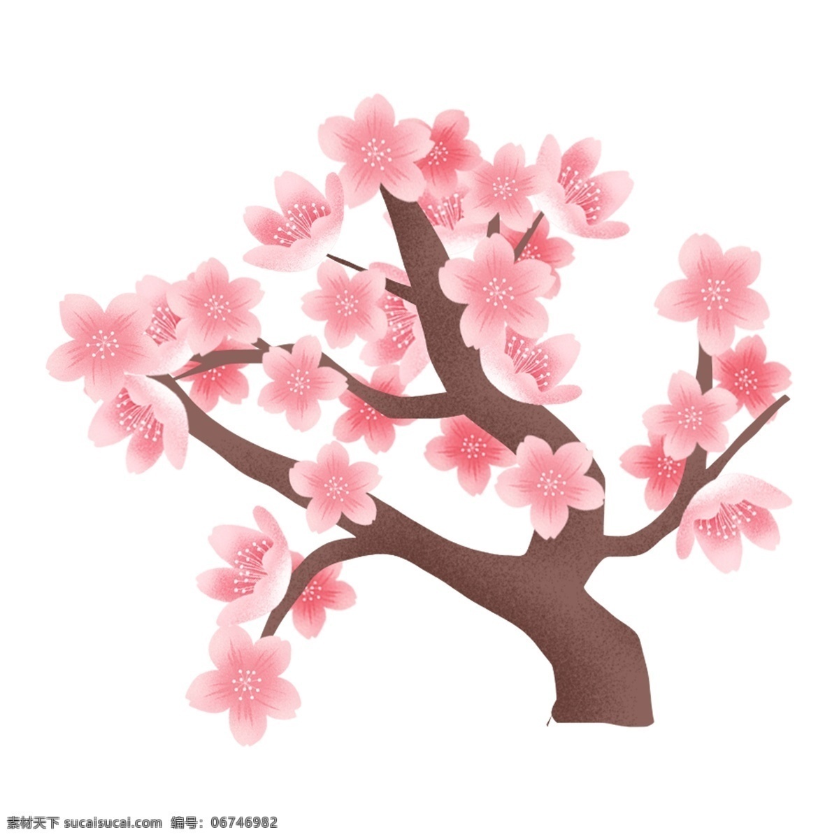 浪漫 唯美 粉色 花枝 透明 中国风 水彩 装饰图案 免扣素材 透明素材