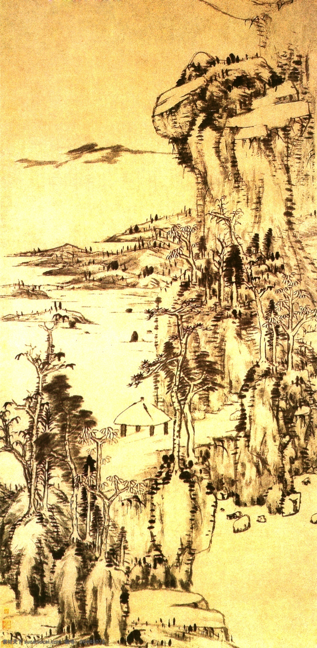 十里亭子 明清传世名画 国画 明清 传世 经典 珍藏 隐世 世外 山水画 风景画 名画 奇石 石亭 相送 绘画书法 文化艺术