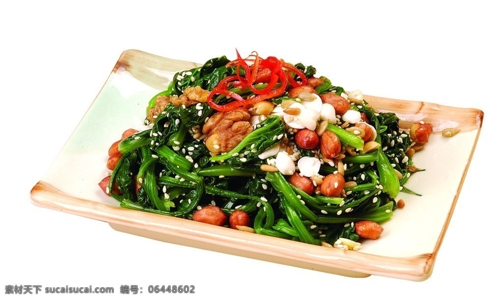 果仁菠菜 凉菜 菠菜 酒店菜品 蔬菜 传统美食 餐饮美食