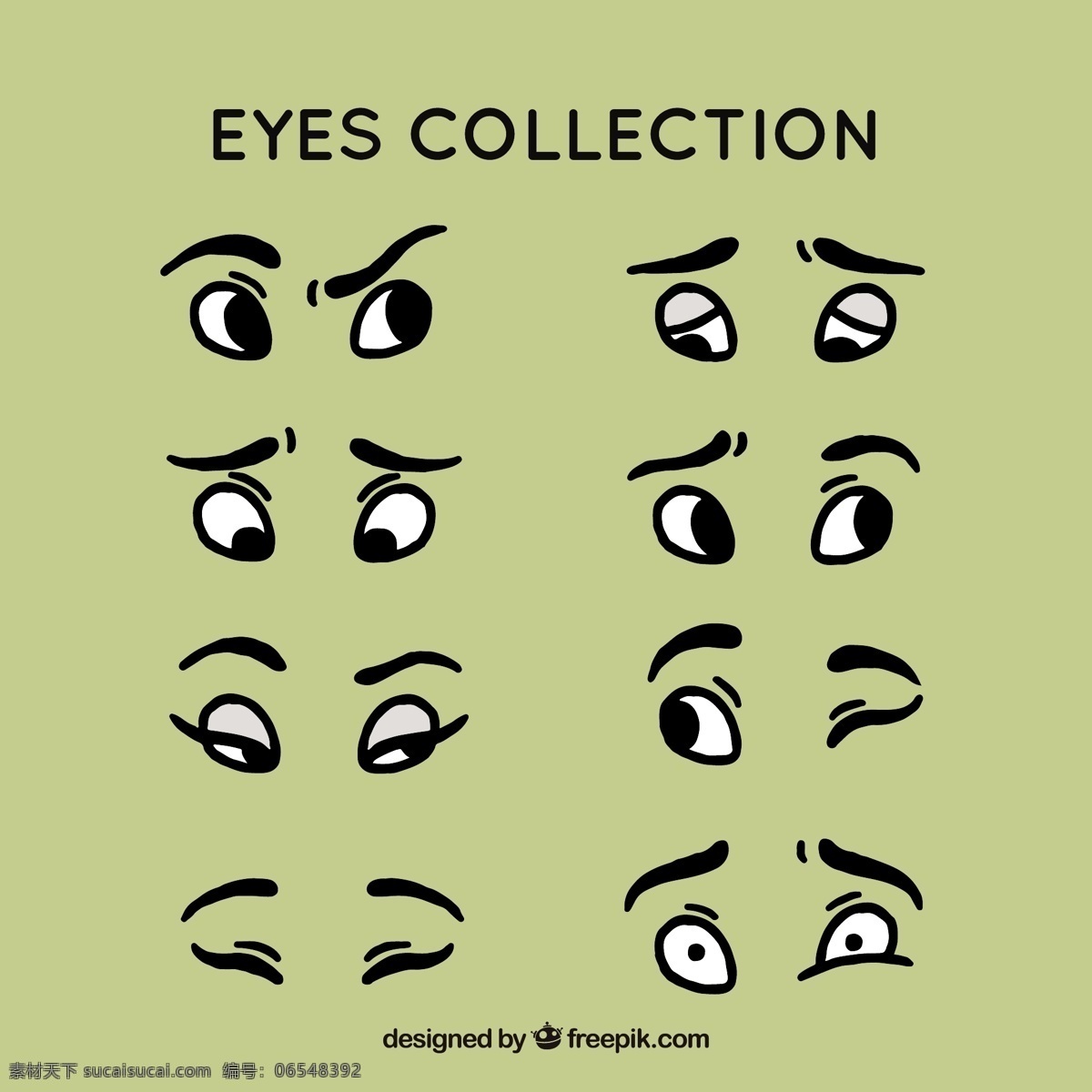 手绘集眼器 手 字 卡通 漫画 手绘 眼 画 元素 卡通人物 人物 素描 草图 眉毛 收藏 卡通眼睛 成套 表情