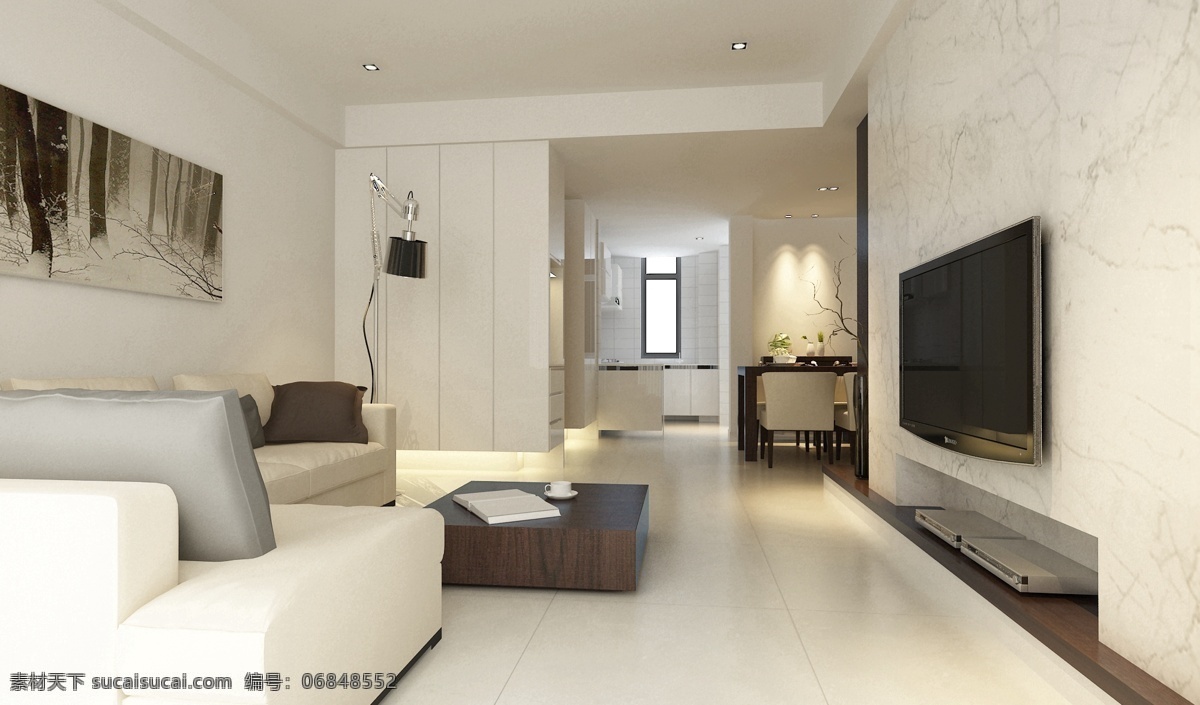 现代 时尚 简约 客厅 白色 背景 墙 室内装修 效果图 客厅装修 瓷砖地板 瓷砖背景墙 白色沙发