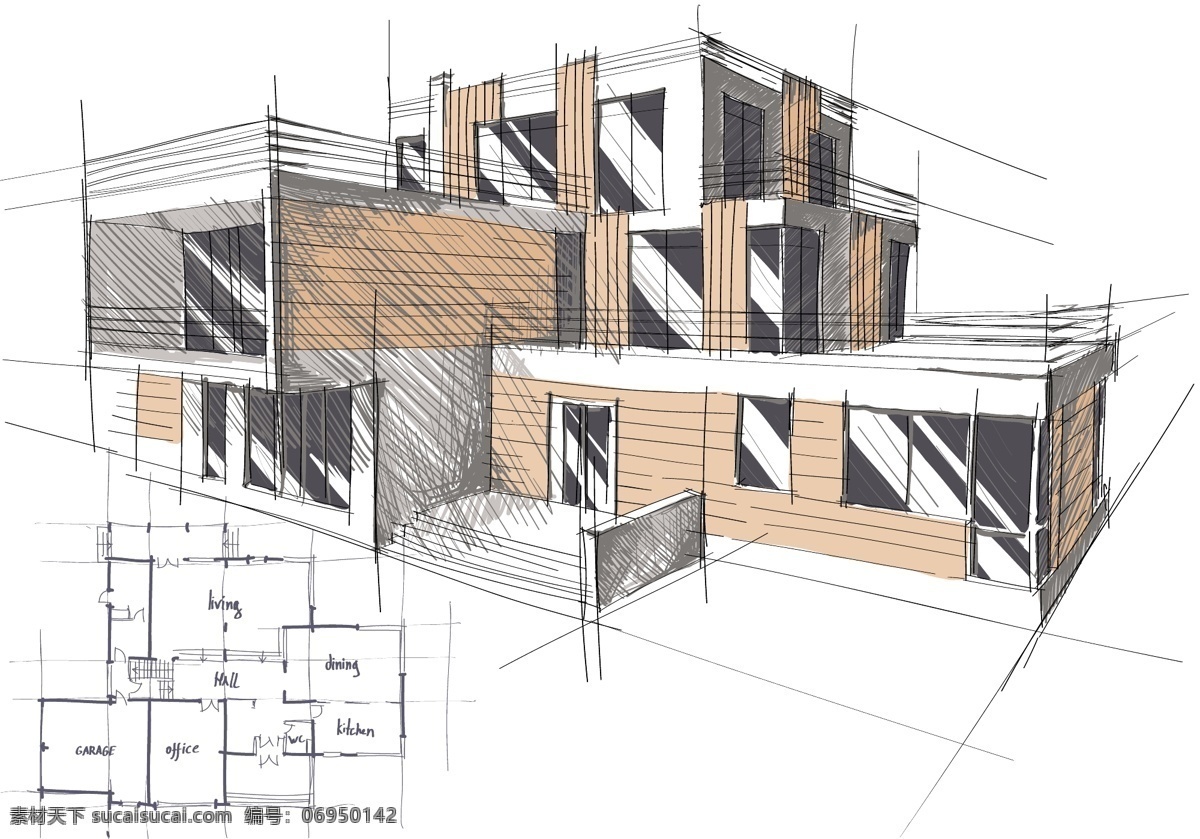 矢量 大厦 草图 别墅 房子 建筑物 设计稿 矢量素材 手稿 手绘 海报 其他海报设计
