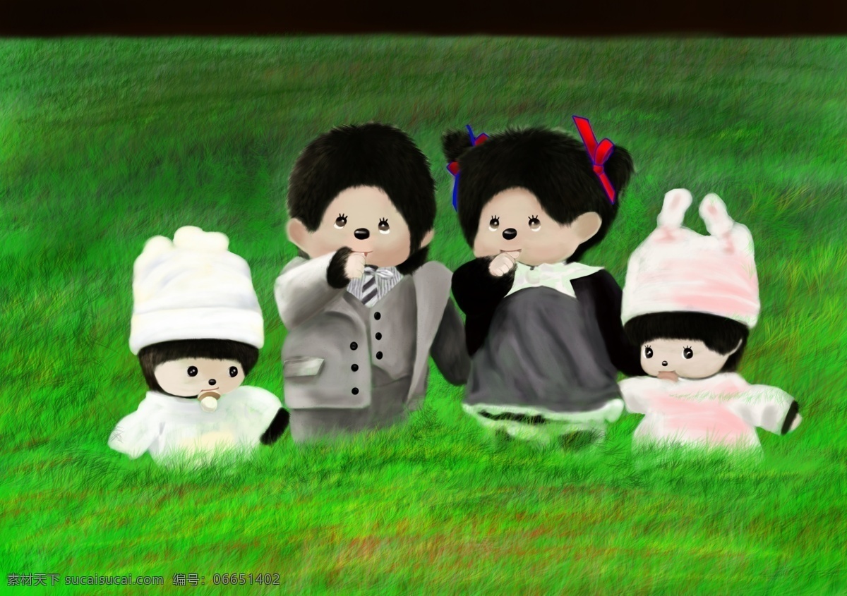 蒙 奇奇 草地 插画 卡通梦幻 卡通小孩 源文件 模板下载 蒙奇奇 插画集