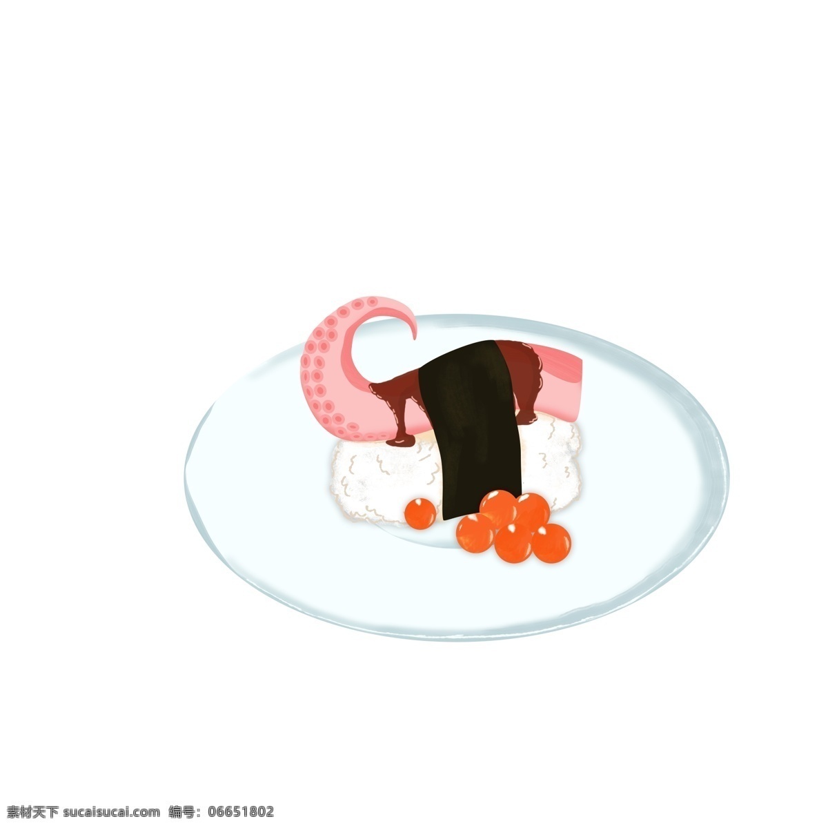 原创 手绘 章鱼 寿司 商用 装饰元素 清新元素 食物 日本食品