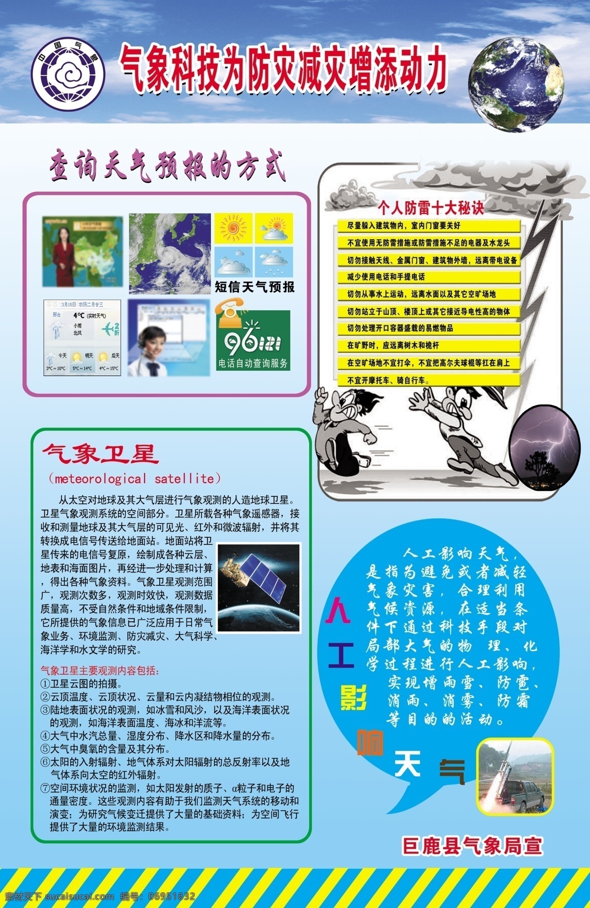 白云 地球 广告设计模板 蓝色背景 蓝天 气象展板 人物 文字 天气各种标志 标志 展板模板 源文件 其他展板设计