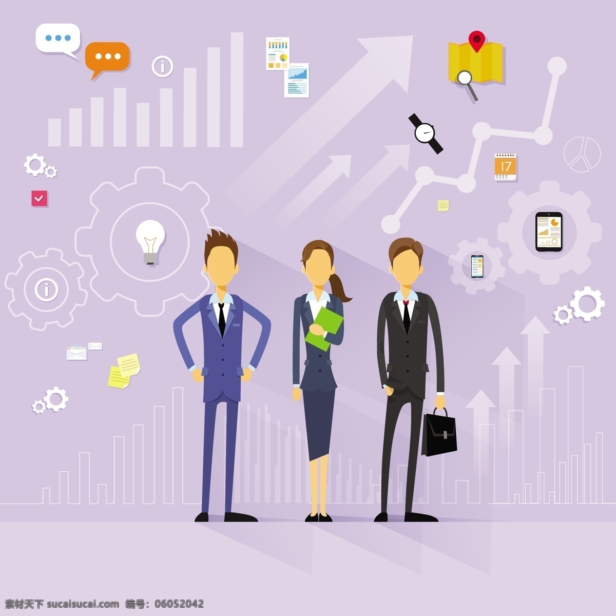 时尚 商务 人士 插画 矢量 3个 世行 彩色 蓝色