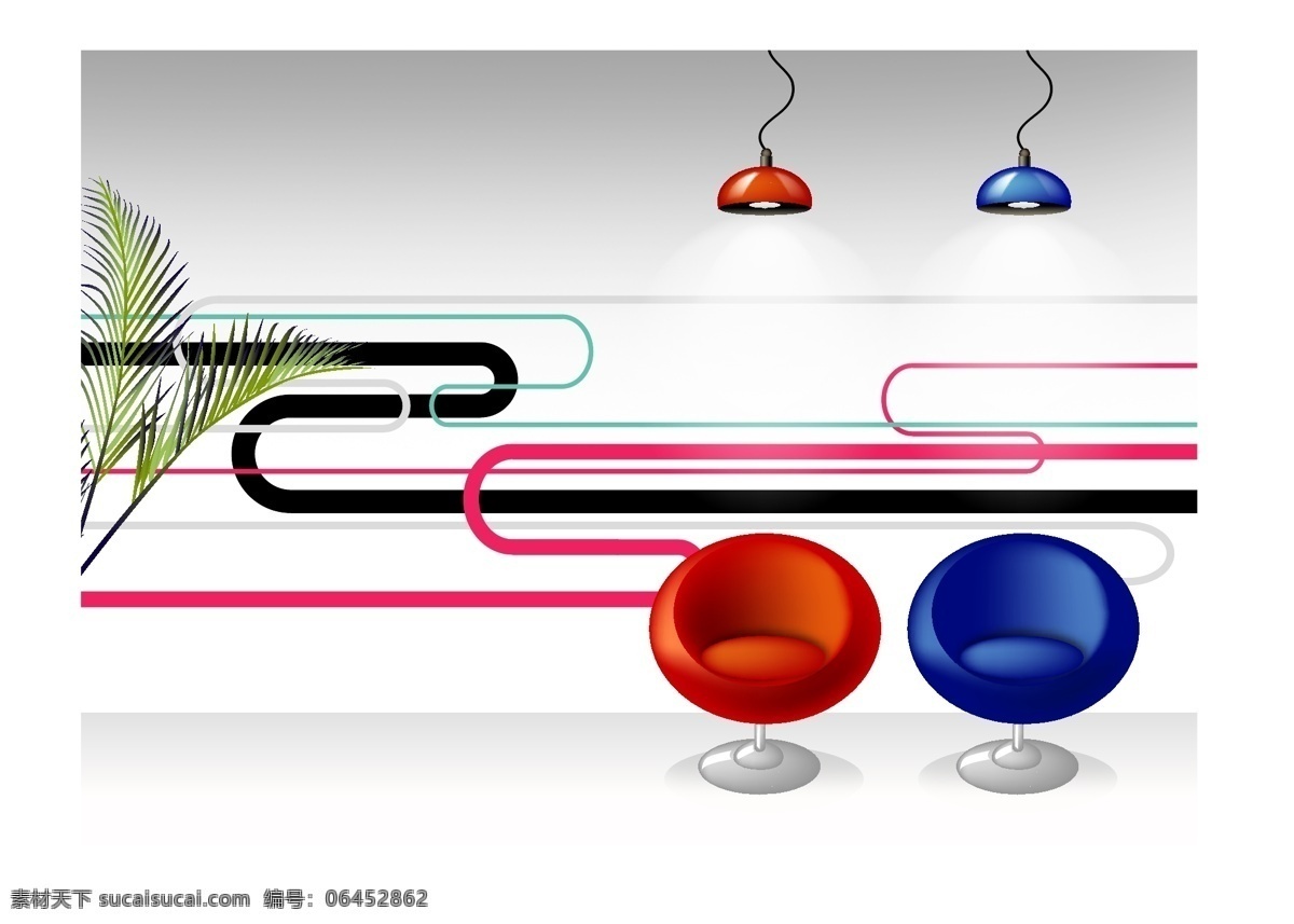 时尚 室内 家居 矢量 椅子 吊灯 矢量素材 室内植物 家居装饰素材 室内设计